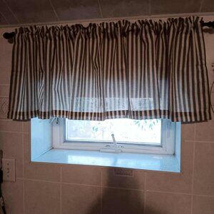 Window valance black and beige stripe like new